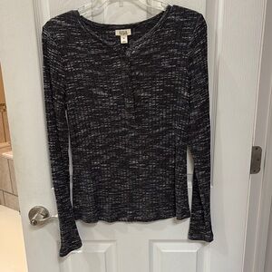 a.n.a Black Ribbed Long Sleeve Tee